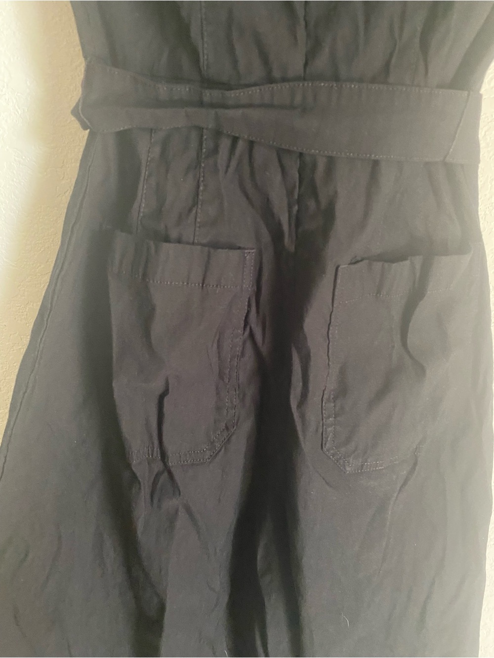 Anthropologie Maeve Colette Black Short-Sleeve Tie-Waist Wide-Leg Jumpsuit - Picture 8 of 10